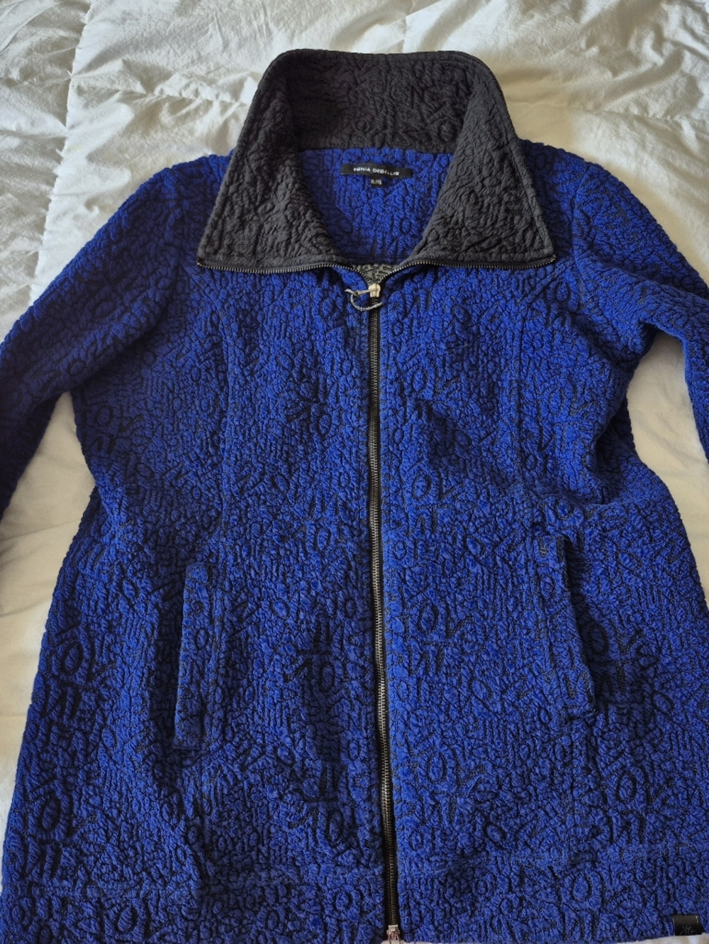 Tonia Debellis Women's Quilted Blue Zip-Up Jacket
